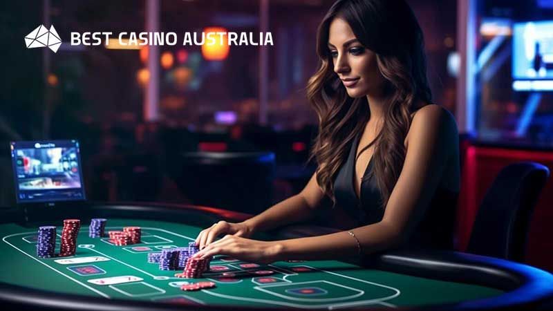 live blackjack dealer at work