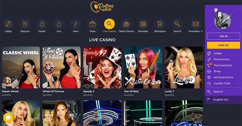 rolling slots live casino games